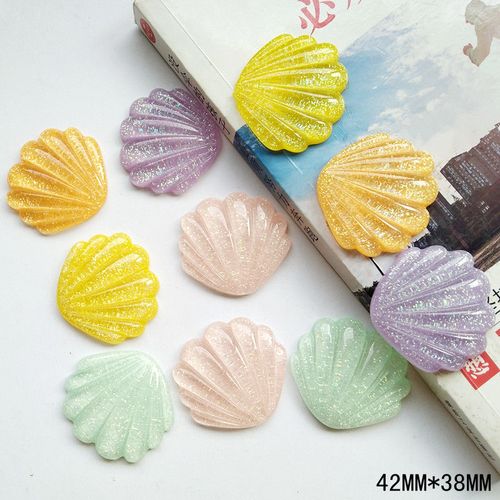 20-50个树脂透明闪粉贝壳 手工diy自制发饰头饰材料 韩版饰品配件