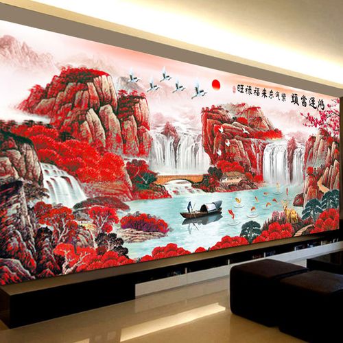 钻石画2021年新款客厅紫气东来十字绣鸿运当头梅花点