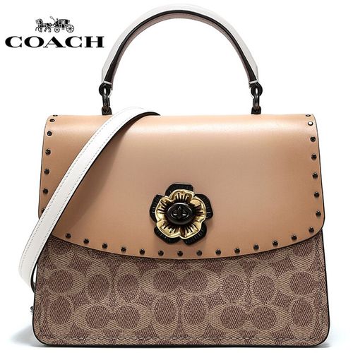 coach 蔻驰女包 奢侈品 女士专柜款山茶花拼色手提单肩斜挎链条包  23