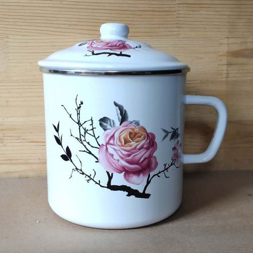 老干部怀v旧茶缸子杯带盖马克杯子定制经典老式茶杯大号铁搪瓷杯