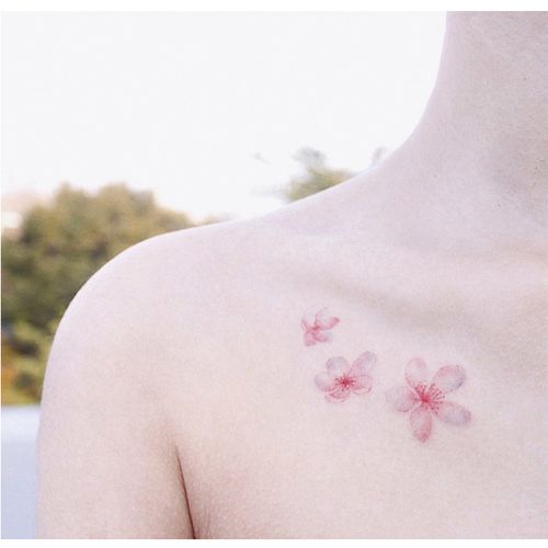 喵小姐 樱花纹身贴锁骨贴纸 女 小清新花朵图案防水
