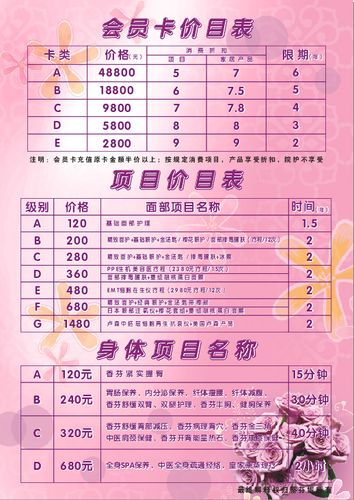 624海报印制海报展板素材6spa价格表价目表 - 副本