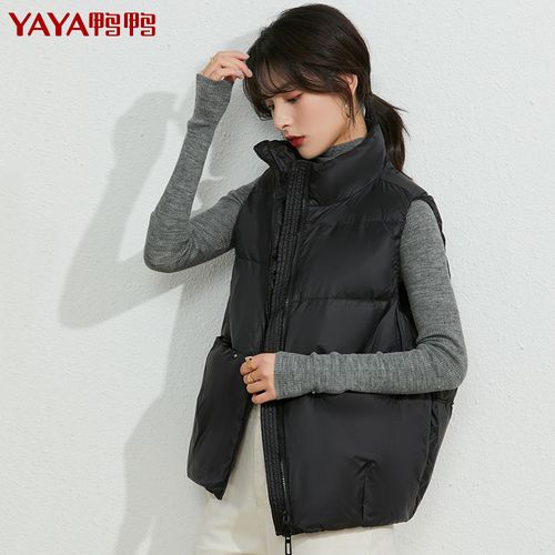 鸭鸭羽绒服女2021年新款立领羽绒马甲坎肩马甲背心白鸭绒韩版外套