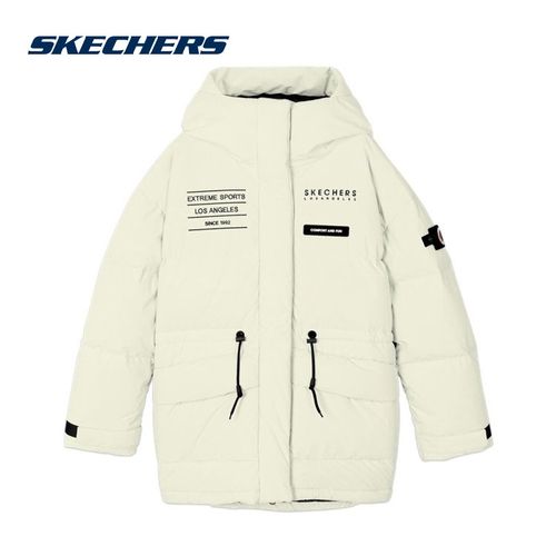 skechers斯凯奇羽绒服秋冬新品中长款连帽羽绒服女装保暖外套l420w086