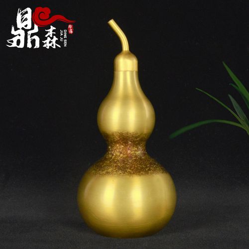 鼎森宣德精工铜葫芦大号摆件铜钱家居安宅八卦开盖铜葫芦