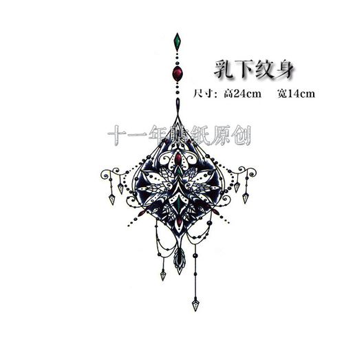 花胸纹身 花怀乳下纹身贴 防水诱惑女王刺青贴 个性性感逼真贴纸