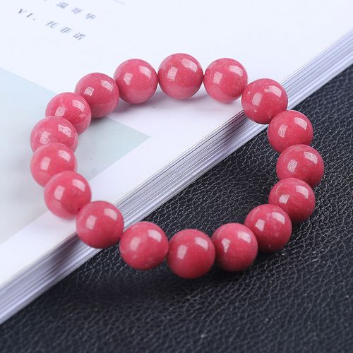 天然黝帘石桃花石圆珠diy水晶散珠手工串珠编织单颗多宝手链女