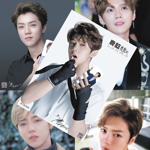 鹿晗海报高清铜版纸1套8张明星周边鹿晗超大海报照片壁画贴纸挂画