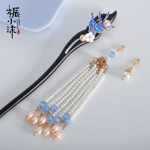 桭小沫材料包diy汉服古风滴油头饰茗鸢木簪簪子流苏自制发簪发饰