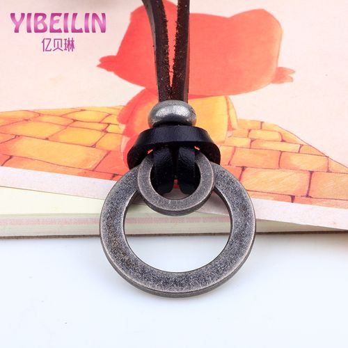 亿贝琳牛皮项链皮绳项饰饰品吊坠 咖啡色