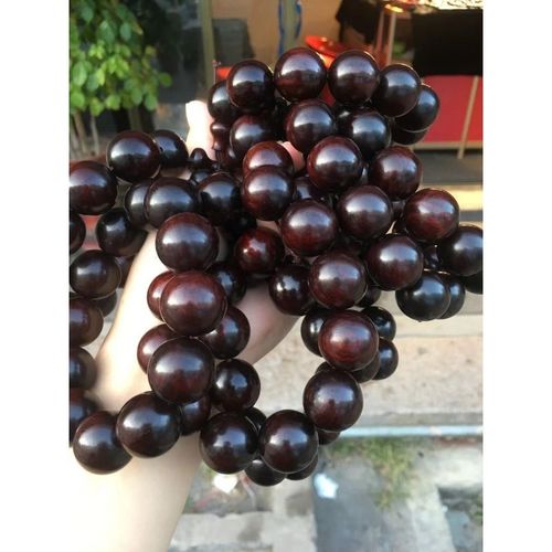 印度小叶紫檀木拆房老料佛珠2.0金星呢料高油密手串圆珠念珠