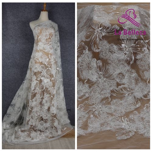 欧美时尚亮片刺绣蕾丝面料婚纱礼服布料时装裙子衣服装饰diy辅料