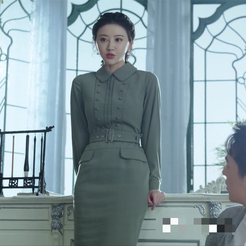 欧洲流光之城景甜冯世真同款衣服女春季高腰长袖修身气质连衣裙春