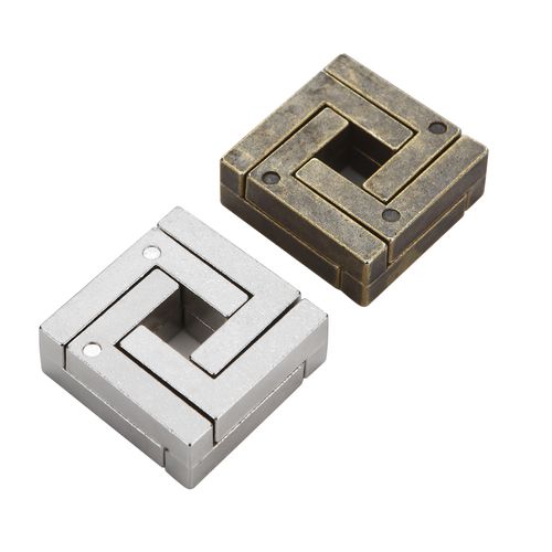 鲁班锁锌合金四方锁 合金解锁 古典益智 儿童智力玩具 方块锁