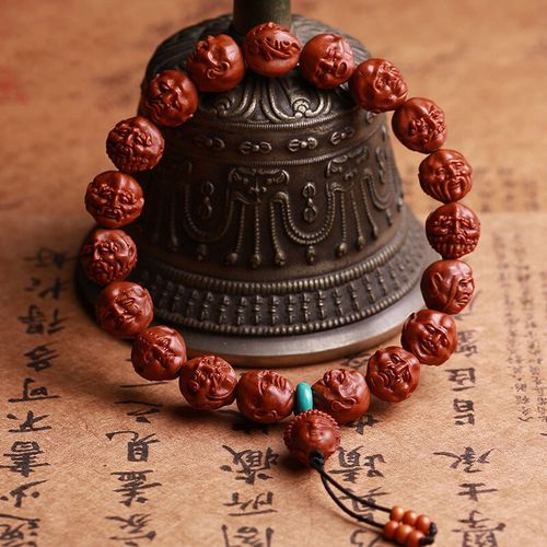 冬灼 龙纹桃核雕刻手串核桃佛珠手链苏工手工把玩 生日礼物
