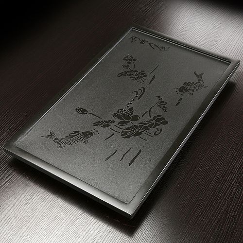乌金石茶盘创意石头茶盘整块石材设计黑金石茶海简约家用茶台
