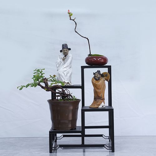 铝合金中式古典铁艺花架园林景观盆艺花几室内花架盆景盆栽奇石架