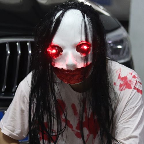 万圣节恐怖头套鬼脸面具眼睛吓人血腥恶魔头套密室逃脱鬼屋道具搞怪
