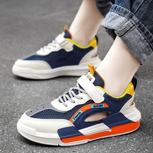 百丽同款男童包头凉鞋2022夏季新款网面透气儿童运动鞋男孩镂空中大童