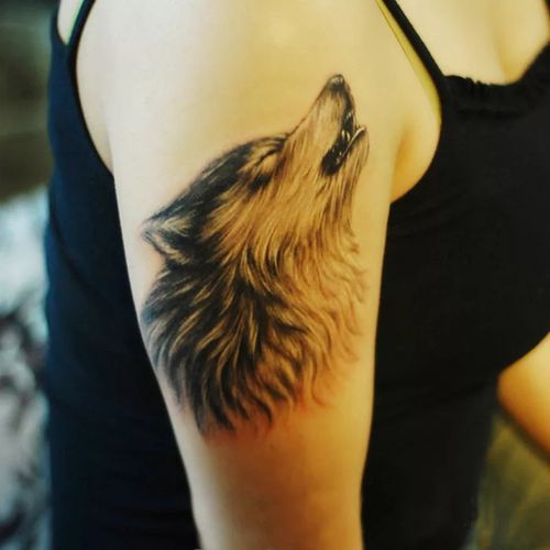 狼纹身贴孤狼望月图腾文化凶恶滴血霸气一套四张防水