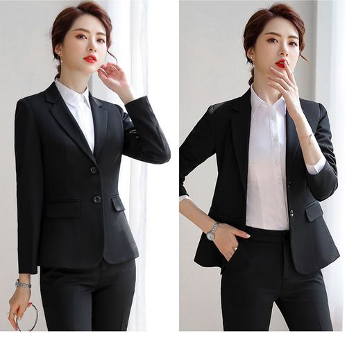 时尚黑色小西装外套女职业套装女上工作服女士西服4s店销售正装衣