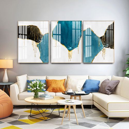 3米沙发背景墙装饰画北欧风格三联家庭客厅墙面挂画抽象小户型