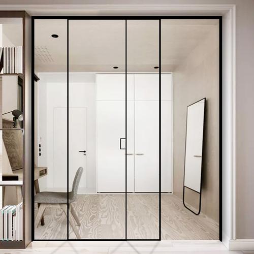 米屋窄边厨房推拉门定制阳台推拉门客厅吊轨玻璃移门铝钛镁合金门