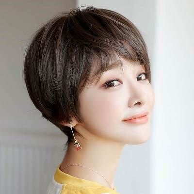 漂亮七街女士皇后短发造型圆脸齐耳自然假发蓬松逼真