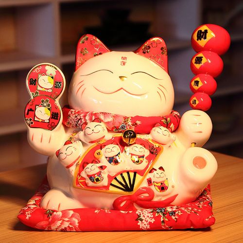 招财猫摆件 陶瓷存钱罐店铺开业礼品 日本创意储蓄罐家居风水摆件