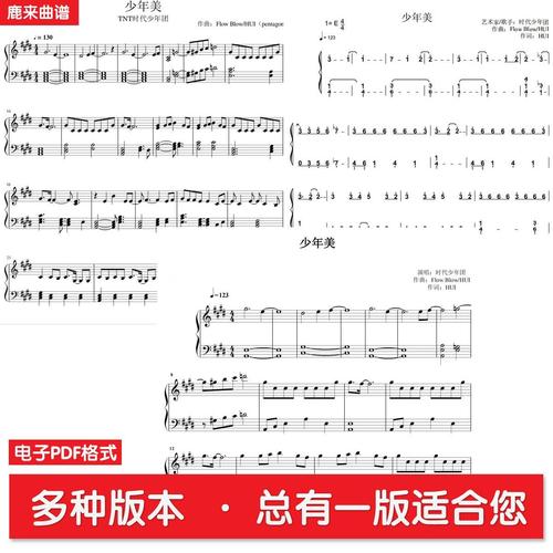 少年美 tnt时代少年团 共3个版本全发 钢琴谱 钢琴简谱 电子pdf