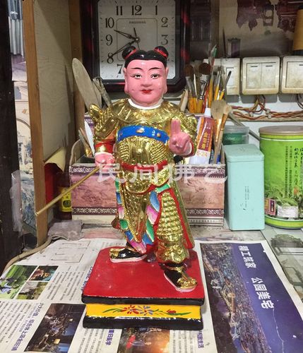 民间佛艺木雕神像田元帅雷海青部将郑一郑二相公郑二哥供奉佛像