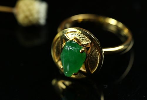 谷子家18k金镶嵌冰种帝王绿满绿木纳老料翡翠貔貅经典戒指a9-4841