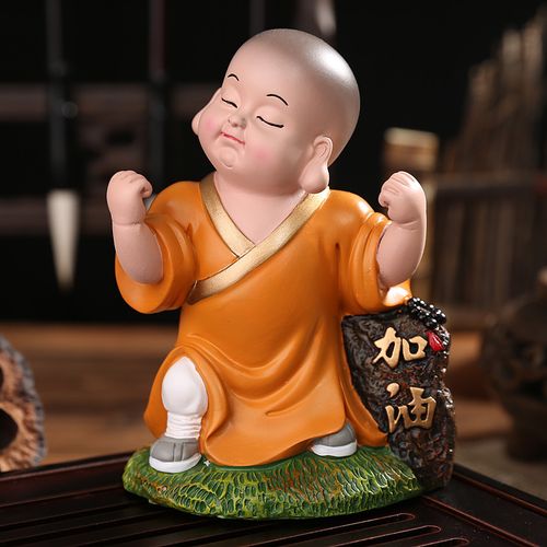 吉祥源q版小和尚小沙弥摆件禅意书房摆件办公桌摆件送