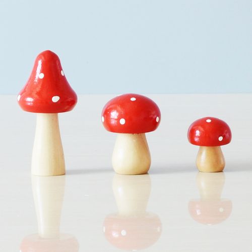 多肉伴侣简约可爱小蘑菇实木工艺品摆件 创意小东西