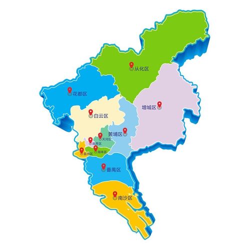 广州区域分布图cdr矢量素材 广州市分区地图 非实物图 设计素材