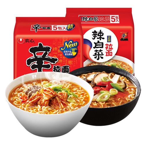 农心辛拉面辣白菜5连包 宿舍宵夜速食方便面拉面 办公休闲即食面网红