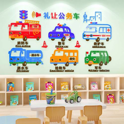 幼儿园认识交通工具主题文化墙面装饰环创墙贴画教室走廊环境布置