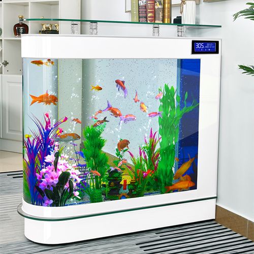 办公室大型观赏精致养c鱼屏风鱼缸生态鱼缸客厅中型1.2米创意落地