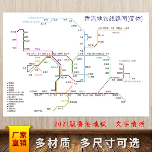 2021新版香港地铁路线图城市出行交通铁轨网线示意图