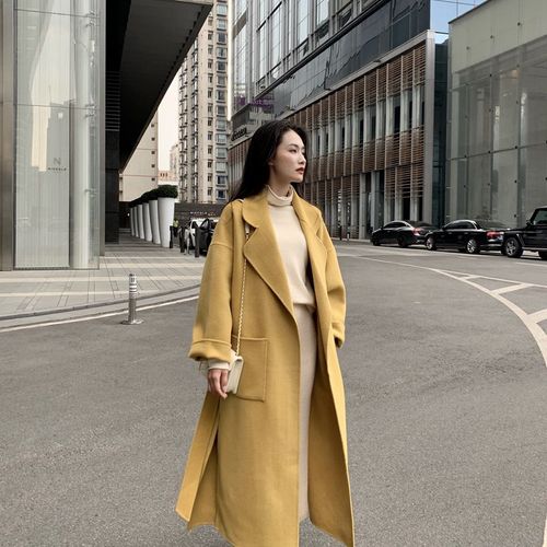 堂珠   双面呢女秋冬新款双面羊绒大衣中长款宽松加厚气质羊毛毛呢