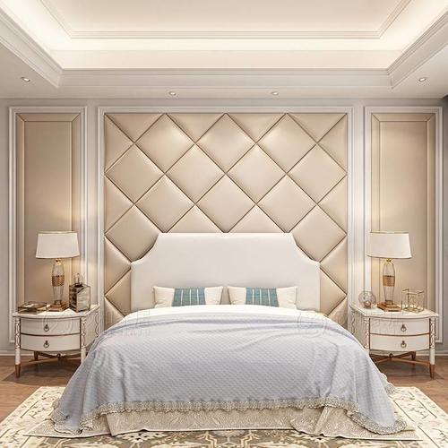 欧式软包背景墙硬包主卧室床头主人房软包墙面定制设计效果图自粘