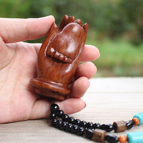 老挝黄花梨木雕手把件手足情深手工实木雕刻把玩件个性工艺小件