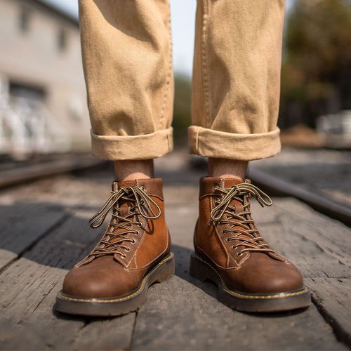 马丁靴男中帮古着鞋复古男鞋高帮工装男靴英伦风靴子男士百搭短靴