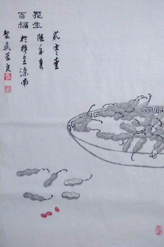 手绘国画字画工笔写意水墨画山水花鸟人物真迹花生百