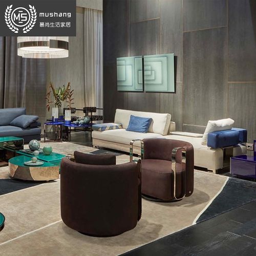 芬迪沙发椅客厅现代简约 意式fendi旋转布艺单人沙发轻奢家具定制