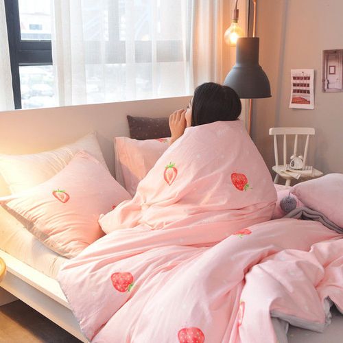 女生四件套 纯棉粉色四件套 少女心床上用品 纯棉活性印花四件套