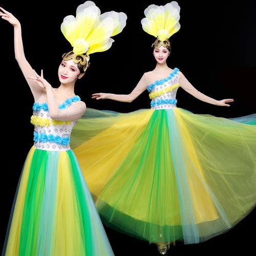 大气开场舞大摆裙舞蹈服装广场舞连衣裙纱裙现代合唱服演出服长裙【6