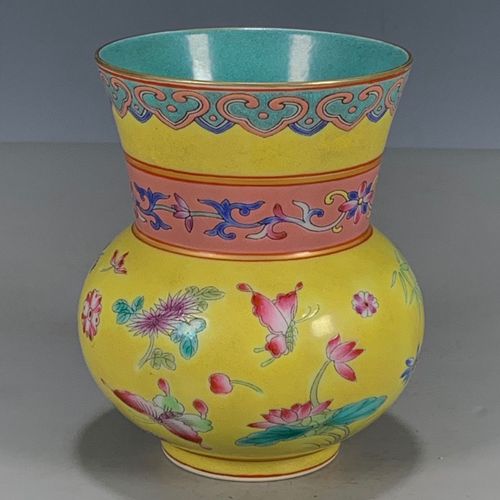 古董古玩旧货老货古瓷杂项大清雍正年制珐琅彩花卉渣斗全品