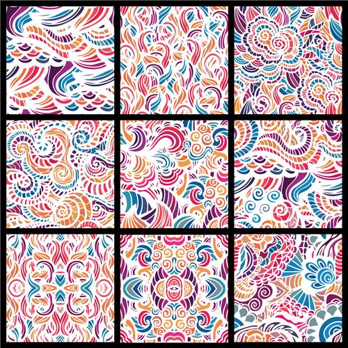 矢量设计素材 抽象花纹彩色纹饰背景图案 eps格式