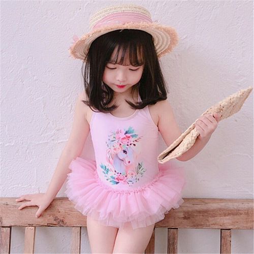 儿童泳衣女女童公主裙式韩国可比基尼中大童小女孩连体泳装